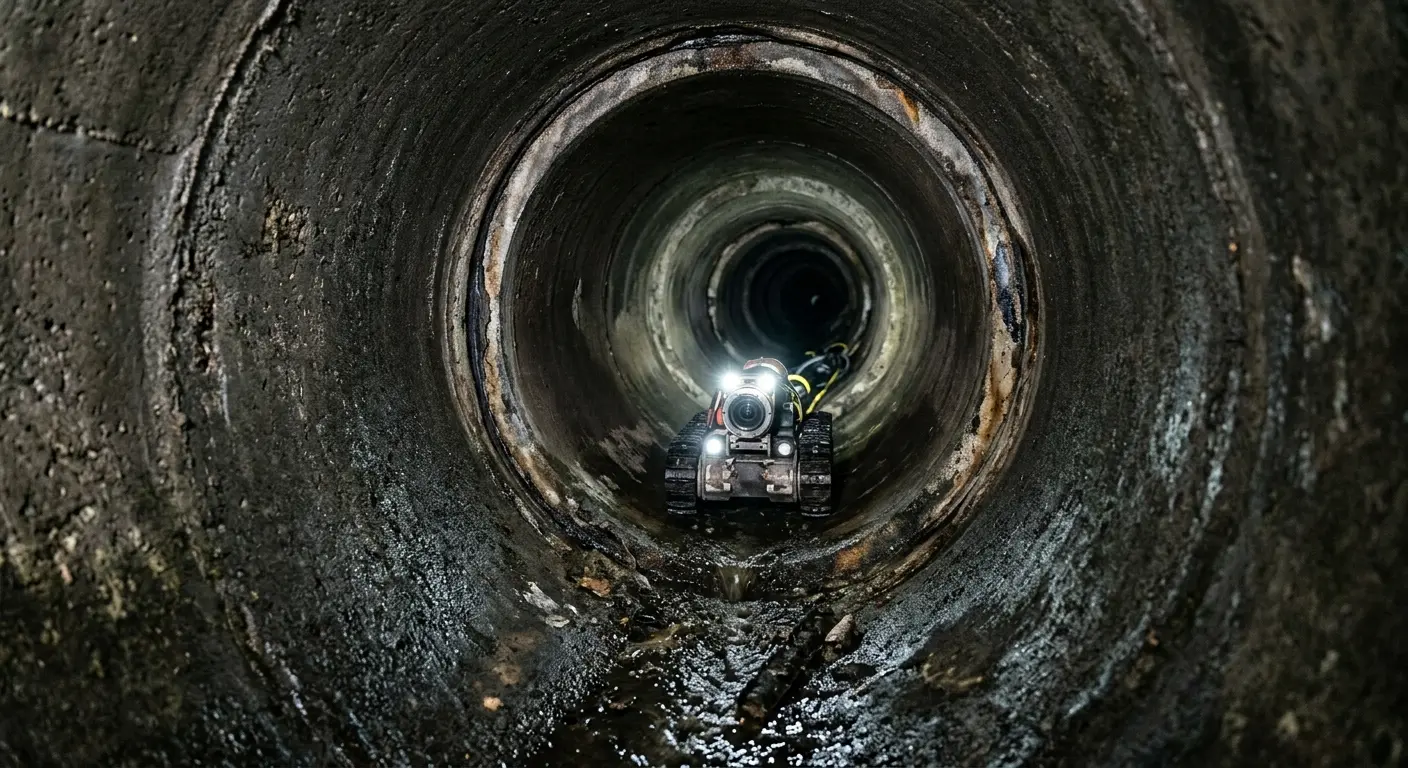 Robotic sewer camera inspecting pipe interior for Sewer Line Repair in Marshfield